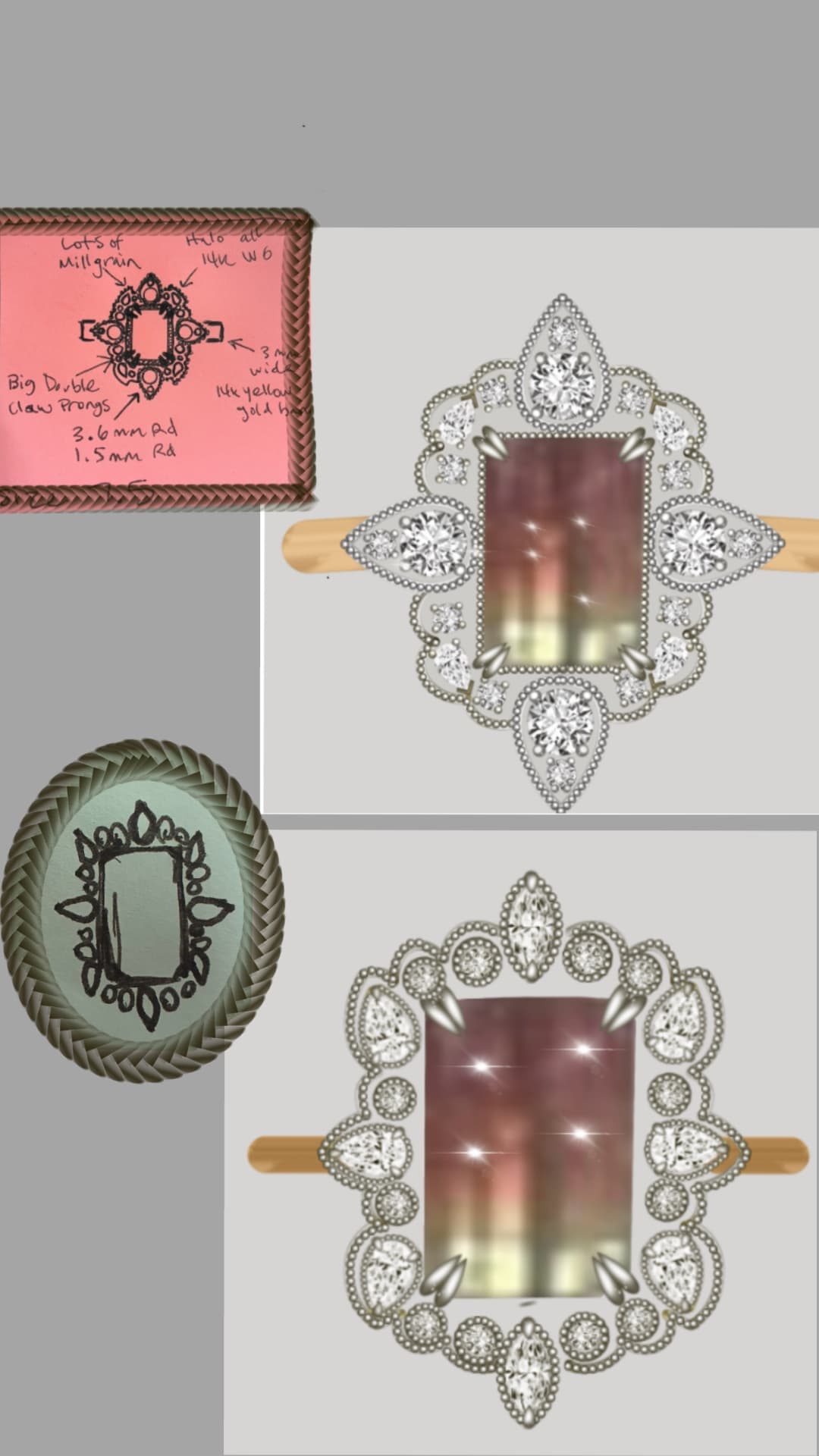 Jewelry illustration and counter sketching by Todd Michael - Virtual Goldsmith